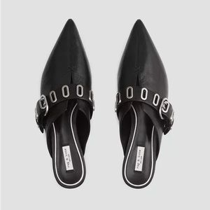 rag & bone Black Mules with Silver Accents